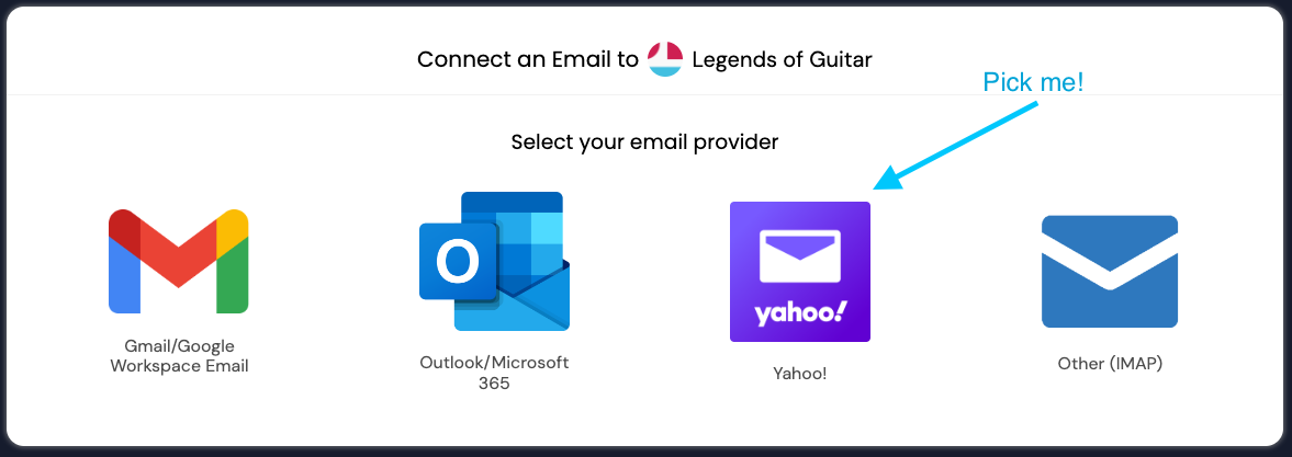 choose provider yahoo