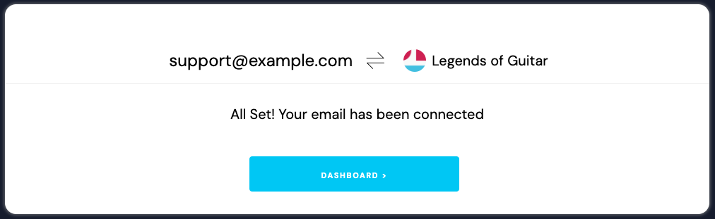 IMAP setup completion page
